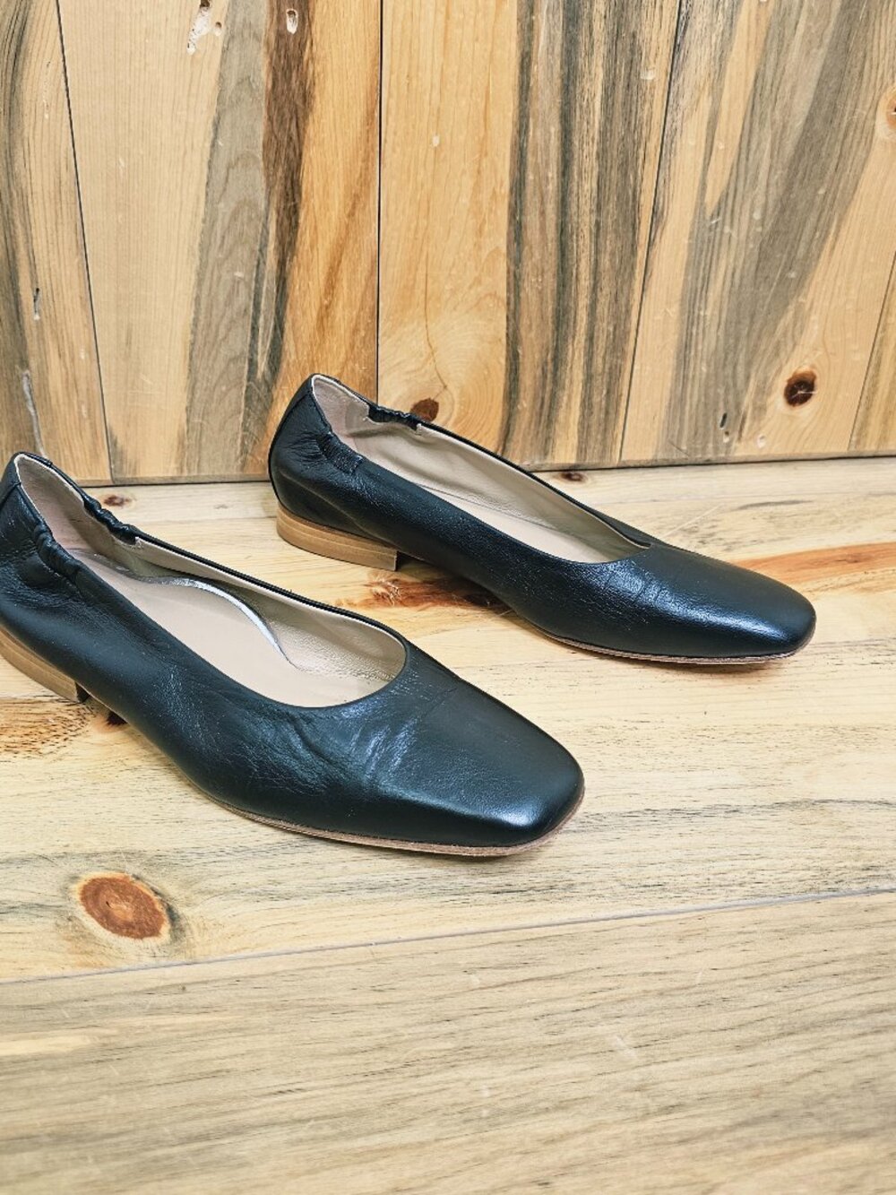 Ron White Black Leather Italian Flats Size 37.5